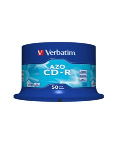 SCATOLA 50 CD-R DATALIFEPLUS SPINDLE 1X-52X 700MB SERIGRAFTA CRYSTAL 43343 VERBATIM CD/DVD/BLU-RAY