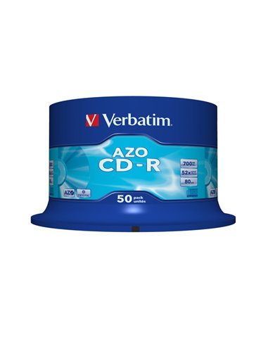 SCATOLA 50 CD-R DATALIFEPLUS SPINDLE 1X-52X 700MB SERIGRAFTA CRYSTAL 43343 VERBATIM CD/DVD/BLU-RAY