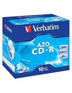 SCATOLA 10 CD-R DATALIFEPLUS JEWEL CASE 1X-52X 700MB SERIGRAFATA CRYSTAL 43327 VERBATIM CD/DVD/BLU-RAY