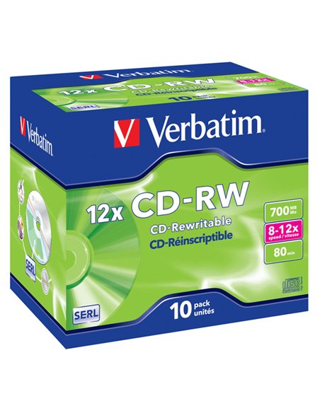 SCATOLA 10 CD-RW DATALIFEPLUS 8X-10X 700MB SERIGRAFATO_RISCRIVIBILE 43148 VERBATIM CD/DVD/BLU-RAY