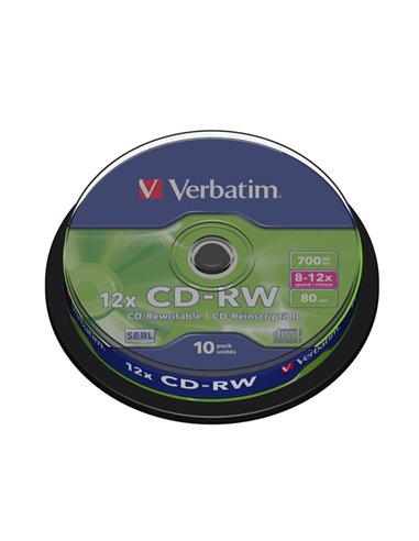 SCATOLA 10 CD-RW DATALIFEPLUS 8x-10x 700MB SERIGRAFATO PACK SPINDLE_RISCRIVIBILE 43480 VERBATIM CD/DVD/BLU-RAY