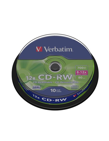 SCATOLA 10 CD-RW DATALIFEPLUS 8x-10x 700MB SERIGRAFATO PACK SPINDLE_RISCRIVIBILE 43480 VERBATIM CD/DVD/BLU-RAY