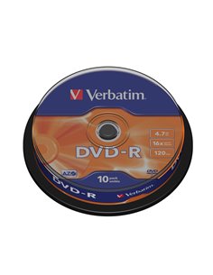 SCATOLA 10 DVD-R SPINDLE 16X 4.7GB 120MIN.SERIGRAFATO 43523 VERBATIM CD/DVD/BLU-RAY