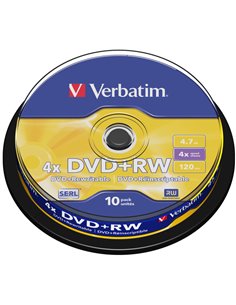 SCATOLA 10 DVD+RW SPINDLE 4X 4.7GB 120MIN. 43488 VERBATIM CD/DVD/BLU-RAY