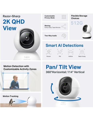 Telecamera di sicurezza TC72 Wi-Fi da interno 2K TP-LINK TC72