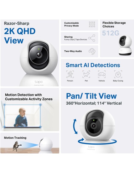 Telecamera di sicurezza TC72 Wi-Fi da interno 2K TP-LINK TC72