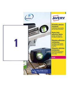 Poliestere adesivo L4775 bianco 8fg A4 210x297mm (1et/fg) laser Avery L4775-8 AVERY ETICHETTE POLIESTERE COPY-LASER-INKJET