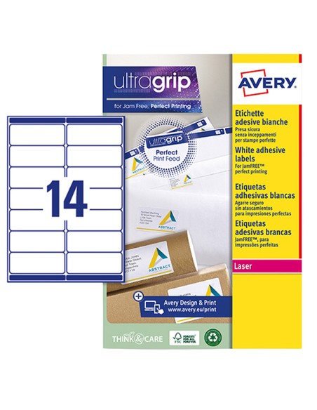 Etichetta adesiva L7163 bianca 15fg A4 99,1x38,1mm (14et/fg) Avery L7163-15 AVERY ETICHETTE CARTA COPY-LASER-INKJET