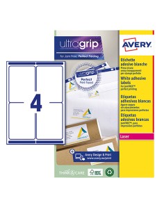 Etichetta adesiva L7169 bianca 15fg A4 99,1x139mm (4et/fg) Avery L7169-15 AVERY ETICHETTE CARTA COPY-LASER-INKJET