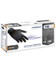 Conf 100 Guanti in nitrile R78 s/polvere tg XS nero Reflexx R78/XS Reflexx GUANTI DI PROTEZIONE