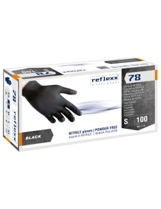 Conf 100 Guanti in nitrile R78 s/polvere tg S nero Reflexx R78/S