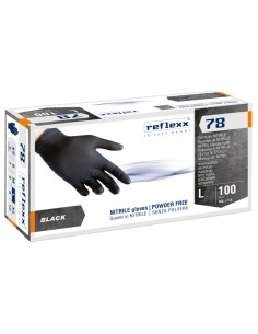 Conf 100 Guanti in nitrile R78 s/polvere tg L nero Reflexx R78/L Reflexx GUANTI DI PROTEZIONE