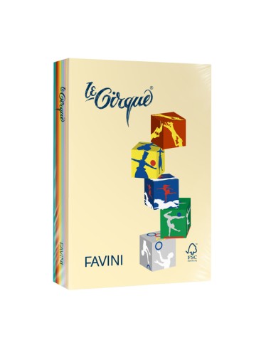 Carta LE CIRQUE A4 160gr 250fg mix 5 colori tenui + 5 colori forti FAVINI A74X344 FAVINI COLORATA