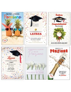 Biglietto Laurea/Pensione con glitter fantasie assortite Rex Sadoch BA00025G