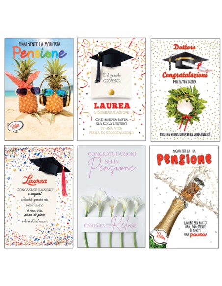 Biglietto Laurea/Pensione con glitter fantasie assortite Rex Sadoch BA00025G