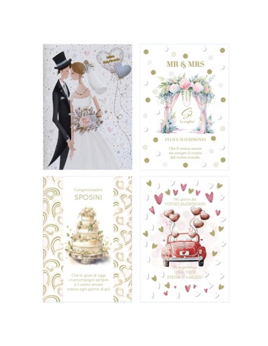 Biglietto Matrimonio con foil oro e rilievo fantasie assortite Rex Sadoch BA00026G REX SADOCH BUSTE E BIGLIETTI PER RICORRENZE
