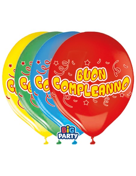 Busta 8 palloncini in lattice Ø30cm Buon compleanno Big Party 71150