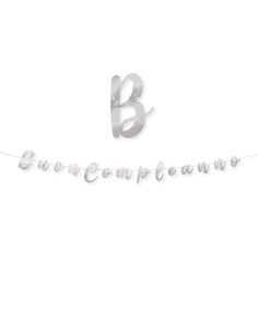 Festone in cartoncino Buon compleanno Argento Big Party 74408