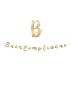 Festone in cartoncino Buon compleanno Oro Big Party 74407 BIG PARTY FESTONI E PALLONCINI