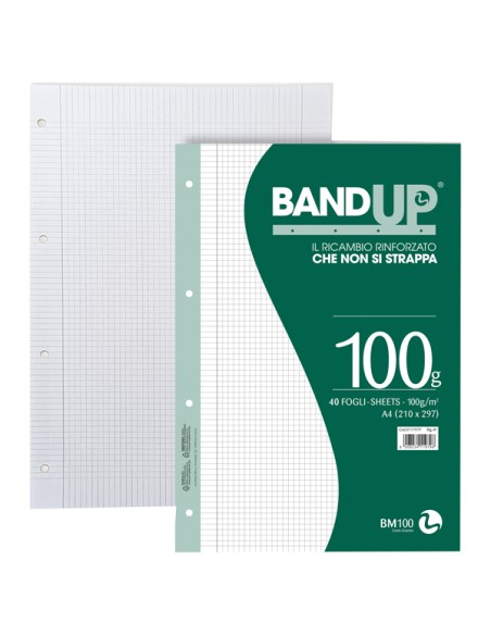 Ricambi forati rinforzati BandUP A4 100gr 40fg 4mm c/margine BM 0111979 BM RICAMBI FORATI