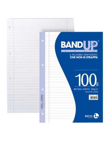 Ricambi forati rinforzati BandUP A4 100gr 40fg rigo di 3a BM 0111981