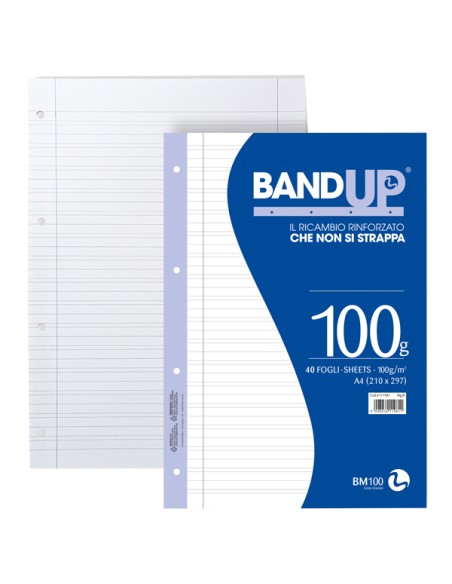 Ricambi forati rinforzati BandUP A4 100gr 40fg rigo di 3a BM 0111981