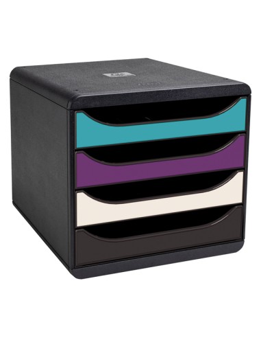 Cassettiera riciclata Big Box 4 cassetti in  Colori assortiti linea Titane Exaco 310101D