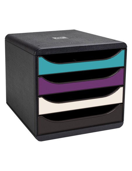 Cassettiera riciclata Big Box 4 cassetti in  Colori assortiti linea Titane Exaco 310101D