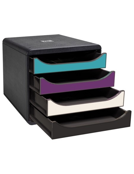 Cassettiera riciclata Big Box 4 cassetti in  Colori assortiti linea Titane Exaco 310101D