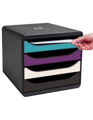 Cassettiera riciclata Big Box 4 cassetti in  Colori assortiti linea Titane Exaco 310101D
