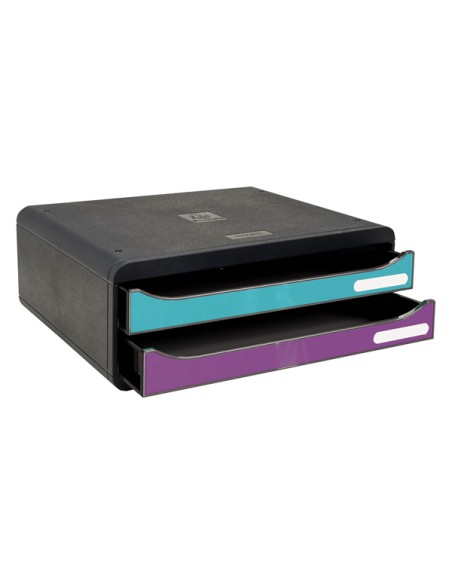Cassettiera Toolbox 2 cassetti Titane colori assortiti Exacompta 316101D EXACOMPTA CASSETTIERE DA SCRIVANIA