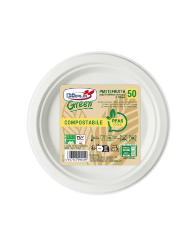 50 Piatti frutta Ø170mm biodegradabili e compostabili Dopla Green 07904 DOPLA PIATTI MONOUSO