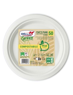 50 Piatti piani Ø220mm biodegradabili e compostabili Dopla Green 07902 DOPLA PIATTI MONOUSO