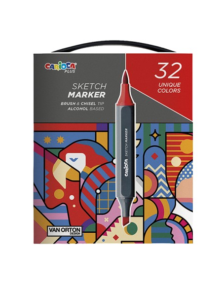 Astuccio 32 Sketch marker doppia punta colori assortiti Carioca Plus 45242