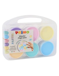 Valigetta 6 colori a dita 100gr c/pennello colori assortiti pastello Primo 2212TD6PAST PRIMO ACQUERELLI-COLORI A DITA