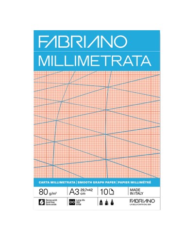 Blocco carta millimetrata A3 80gr 10fg Fabriano 19100664 FABRIANO CARTA DISEGNO TECNICO