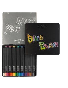 Astuccio in metallo 24 matite colorate triangolare Black Edition Faber-Castell 116425 2