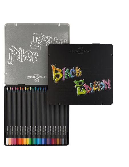 Astuccio in metallo 24 matite colorate triangolare Black Edition Faber-Castell 116425