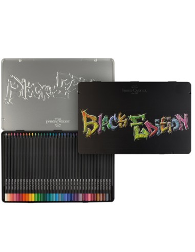 Astuccio in metallo 36 matite colorate triangolare Black Edition Faber-Castell 116437