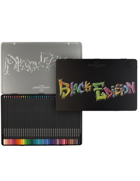 Astuccio in metallo 36 matite colorate triangolare Black Edition Faber-Castell 116437