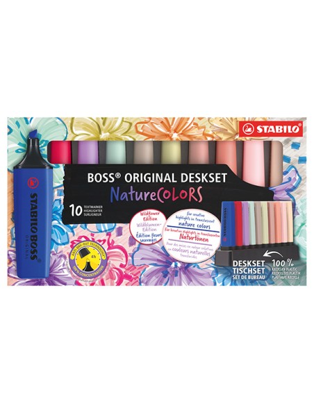 Deskset 10 evidenziatori Stabilo Boss NatureColors Wildflower 7010-3-5 STABILO COLORE LIQUIDO