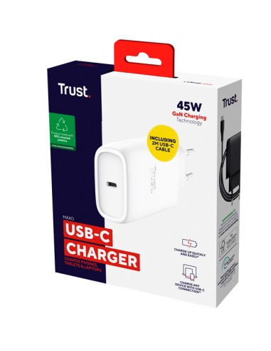 Caricatore 45W GaN USB-C - Bianco  MAXO_Trust 25522