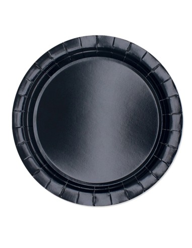 25 piatti piani Ø24cm Ecocolor biodegradabile nero Big Party 74254