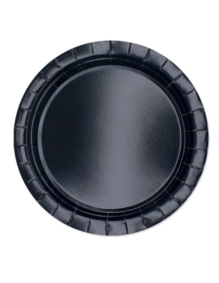 25 piatti piani Ø24cm Ecocolor biodegradabile nero Big Party 74254