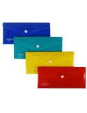 Busta con bottone in PP 22,5 x 12,5cm colori assortiti Plastibor P0422190