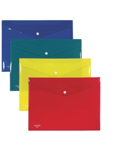Busta con bottone in PP 33 x 23,7 cm colori assortiti Plastibor P0423390 Plastibor CARTELLINE IN PLASTICA CON BOTTONE