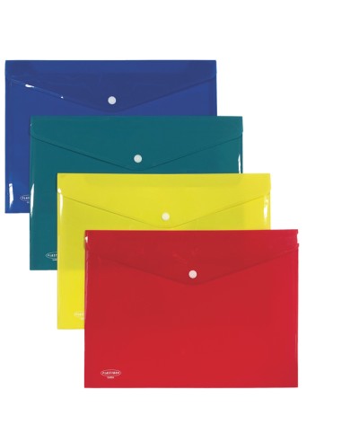 Busta con bottone in PP 33 x 23,7 cm colori assortiti Plastibor P0423390 Plastibor CARTELLINE IN PLASTICA CON BOTTONE