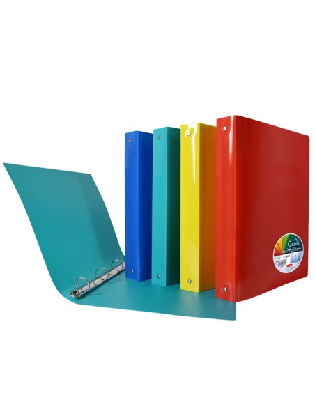 Raccoglitore Garda 22 x 30 cm 4 anelli tondi 25 mm PP colori assortiti Plas P0363090 Plastibor RACCOGLITORI AD ANELLI