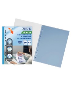 Blocco QUICK IN 60 buste forate lisce A4 Favorit 400205416 FAVORIT BUSTE A PERFORAZIONE UNIVERSALE