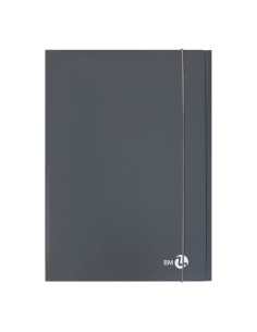 Cartellina 3 lembi piatta con elastico, f.to A4 grigio scuro BM 0123591